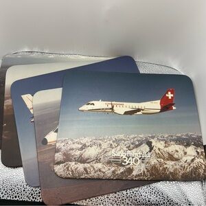 Vintage Saab Fairchild 340 Promotional Coasters Set Of 5 Rare